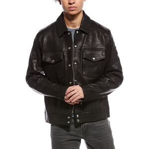 Belstaff Mens  Piston Leather Jacket, Black
